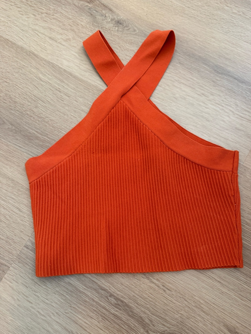 Forever 21 Orange Ribbed Cross-Strap Crop Top